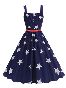 American Flag Stars Stripes Strap 1950S Vintage Dress