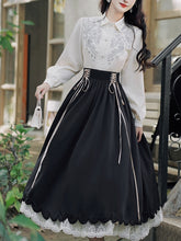 Load image into Gallery viewer, 1950S Vintage Embroidered Puffed Sleeve Shirt And Swing Skirt Set