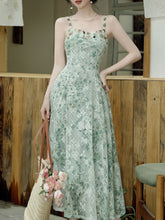 Load image into Gallery viewer, 2PS Green Floral Print Lace Dress with Matching Cardigan