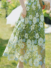Load image into Gallery viewer, 2PS Green Floral Lace Dress with Green Knit Mesh Cardigan