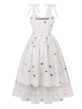 Load image into Gallery viewer, Star Embroidered 1950s Vintage Swing Dress