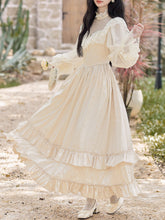 Load image into Gallery viewer, Edwardian Victorian Champagne Lace Jacquard Vintage Wedding Dress