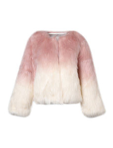 Gradient Color Faux Fur Long Sleeve Coat Women Winter Coat