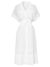 Load image into Gallery viewer, White Lapel Trench 1950S Vintage Organza Dress