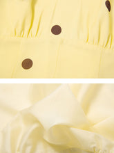 Load image into Gallery viewer, 2PS Yellow 1950S Vintage Classic Coat And Spaghetti Strap Polka Dots Dress Suit