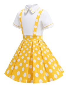 Kids Little Girls' Dress Polka Dots Peter Pan Collar 1950S Suspender Dress