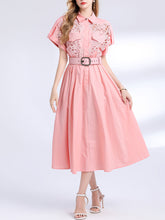 Load image into Gallery viewer, Pink Short Sleeve Classic 1950S Vintage Shirt Dress