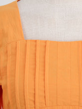 Load image into Gallery viewer, Orange Square Collar Puff Sleeve 1950S Cotton Dress