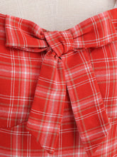 Load image into Gallery viewer, Green Square Bow Collar Plaid Short Sleeve 1950S Cotton Dress