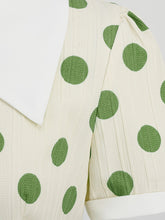 Load image into Gallery viewer, Green Polka Dots Johnny Collar Short Sleeve Swing Vintage 1950S Party Dress