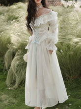 Load image into Gallery viewer, White Victorian Style Off-Shoulder Lace Corset Wedding Gown Wedding Maxi Dress