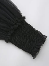 Load image into Gallery viewer, Women's Gothic Black Semi-Sheer Lace Long Puff Sleeve Dress