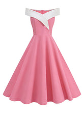 Load image into Gallery viewer, 1950s Vintage Pink Off The Shoulder Swing Dress