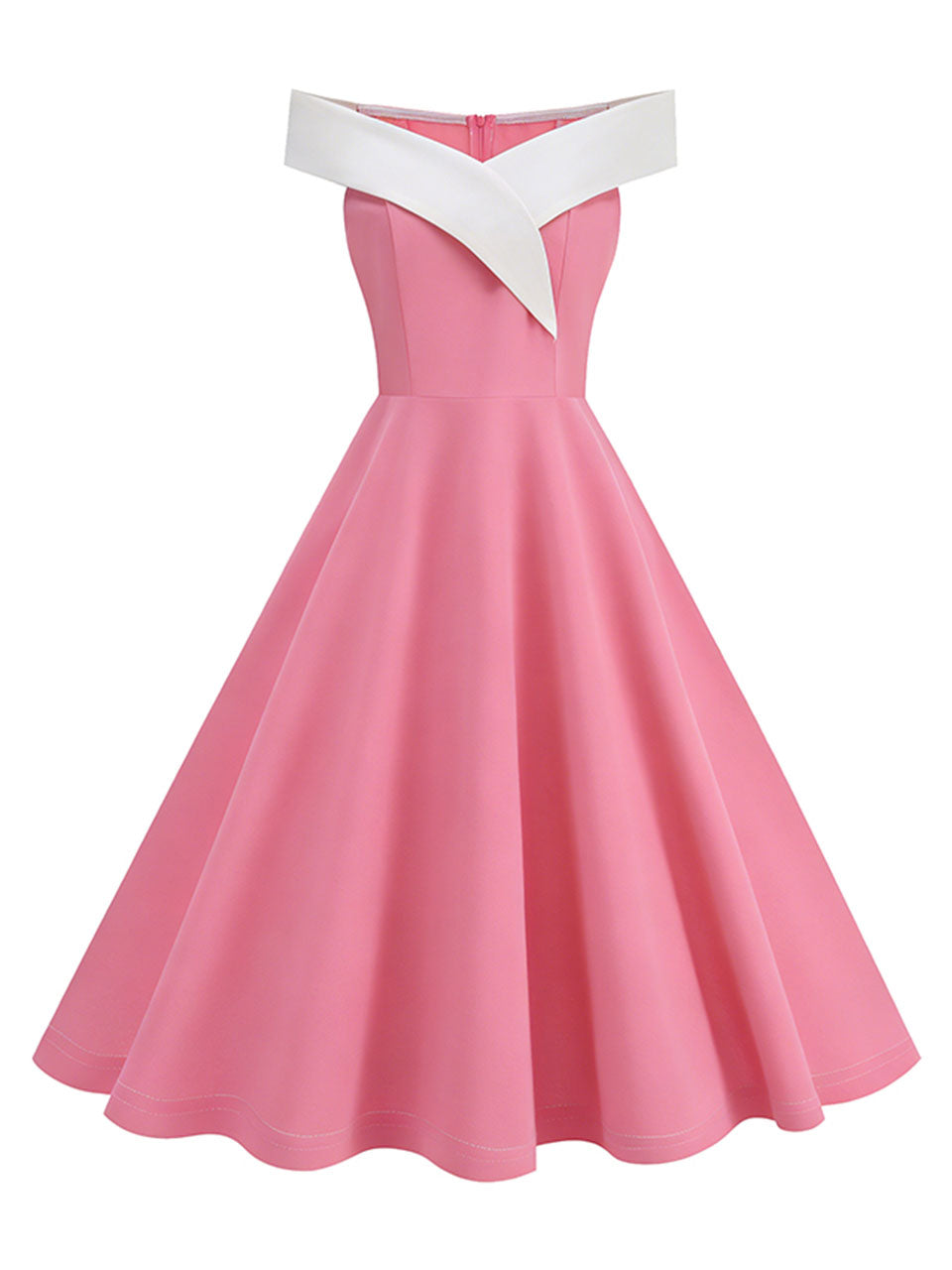 1950s Vintage Pink Off The Shoulder Swing Dress, Pink / 2XL 1950s Vintage Pink Off The Shoulder Swing Dress, Pink / 2XL