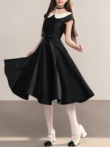 Peter Pan Collar Vintage Cap Sleeve Little Black Dress