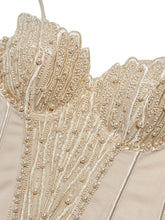 Load image into Gallery viewer, Pink Pearl Beaded Corset Top - Sequined Embroidery Spaghetti Strap Bustier