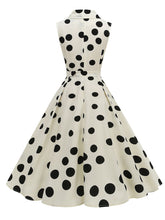 Load image into Gallery viewer, 1950s Vintage Audrey Hepburn Style White Polka Dots Swing Dress with Pockets