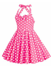 Load image into Gallery viewer, Kids Little Girls' Dress Bow Halter Polka Dots Sleeveless Cotton 1950S Vintage Dress