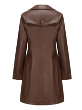 Load image into Gallery viewer, Vintage 90s Women's Burgundy Red Faux Leather Trench Long Pu Coat with Pockets