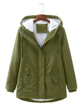 Load image into Gallery viewer, Women's Navy Blue Fleece Lined Hooded Parka Jacket and Warm Winter Coat Heavyweight Windbreaker with Pockets
