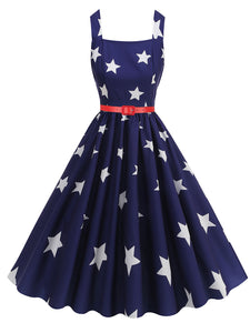 American Flag Stars Stripes Strap 1950S Vintage Dress
