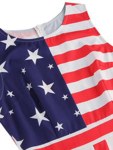 American Flag Stars Stripes  Sleeveless 1950S Vintage Dress