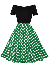 Load image into Gallery viewer, Off Shoulder Polka Dots 1950S Vintage Swing Dress With Button