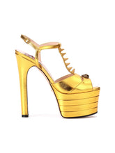 Load image into Gallery viewer, 12CM Women&#39;s T-Strap Platform with Rivets Chunky Heel Sandals Leather Vintage Shoes