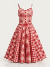 Load image into Gallery viewer, 1950s Green Gingham Button Front Spaghetti Strap Swing Summer Picnic Dress