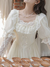 Load image into Gallery viewer, Sweet Victorian Lace Square Collar Corset Short Sleeve Wedding Mini Dress