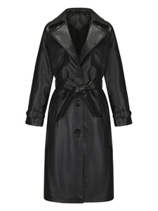 Women's Coat PU Leather Turndown Collar Fall Winter