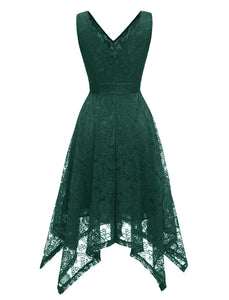 Autumn Lace V Neck Sleeveless Irregular Hem 50s Party Dress