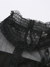 Load image into Gallery viewer, Women's Gothic Black Semi-Sheer Lace Long Puff Sleeve Dress