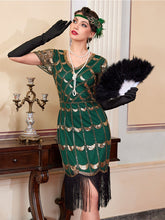 Load image into Gallery viewer, Women's 1920s Flapper Dress Gatsby Costume Sequined Fringed Cocktail Party Dress