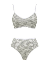 Load image into Gallery viewer, 3PS Swimsuit Set Grey Space Dye High Waisted Bikini with Crop Jacket
