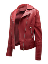 Load image into Gallery viewer, Women's Yellow PU Leather Motorcycle Coat with Zipper Pockets Moto Biker Jacket