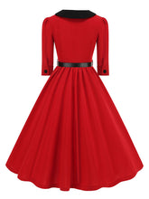 Load image into Gallery viewer, 1950s Vintage Christmas Green Peter Pan Collar Swing Dress