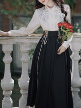 Load image into Gallery viewer, 1950S Vintage Embroidered Puffed Sleeve Shirt And Swing Skirt Set