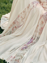 Load image into Gallery viewer, Pink Floral Print Spaghetti Strap Fishtail Flared Vintage Maxi Dress