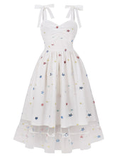 Load image into Gallery viewer, Star Embroidered 1950s Vintage Swing Dress