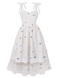 Star Embroidered 1950s Vintage Swing Dress