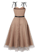 Load image into Gallery viewer, 1950S Polka Dots Flocking Spaghetti Strap Vintage Swing Party Dress