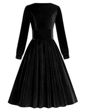 Load image into Gallery viewer, Christmas Green Square Collar Long Sleeve Velvet 1950S Vintage Swing Dress