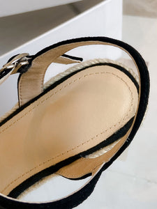 Women's Open Toe Bow Wedge Heel Rhinestones Sandals Leather Vintage Shoes