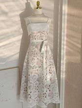 Load image into Gallery viewer, White Lace Spaghetti Strap Gown Party Dress