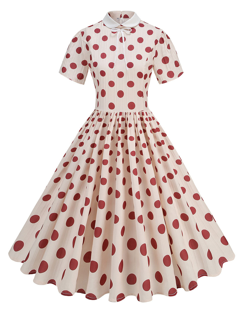 Red Polka Dots Peter Pan Collar 1950S Dress