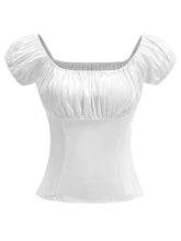 Load image into Gallery viewer, Regencycore 1950s Puff-Sleeve Ruched Top