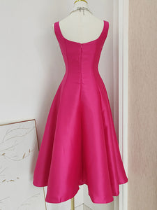 Rose Satin Sleeveless Classic 1950S Vintage Sweet Party Dress