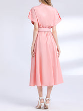 Load image into Gallery viewer, Pink Short Sleeve Classic 1950S Vintage Shirt Dress