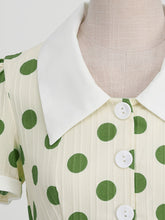 Load image into Gallery viewer, Green Polka Dots Johnny Collar Short Sleeve Swing Vintage 1950S Party Dress